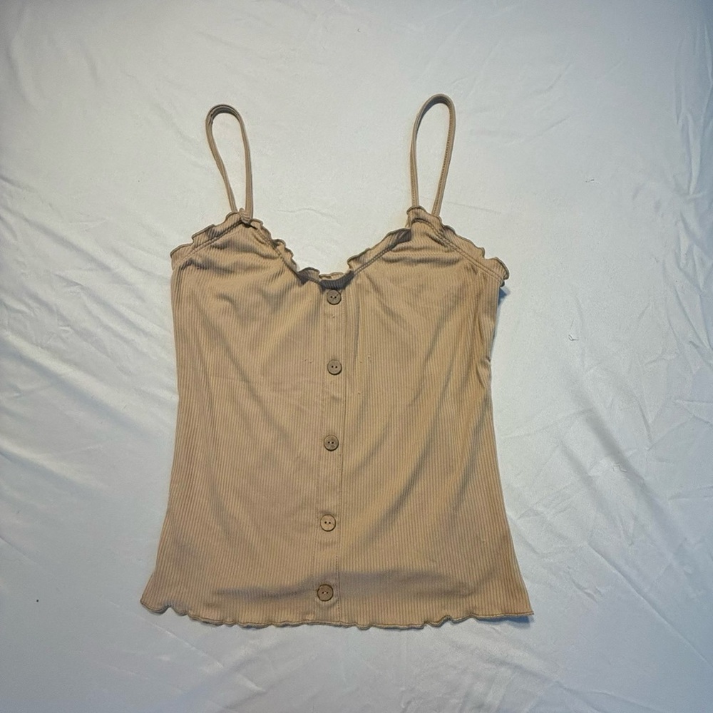 No Boundaries Tan Button-Up Camisole